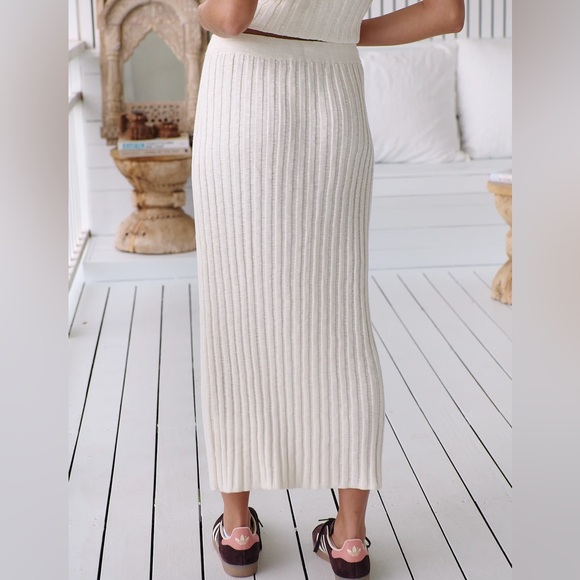 Free People Beach Veda Linen Blend Sweater Ribbed Midi Skirt – Size Medium - Picture 3 of 10